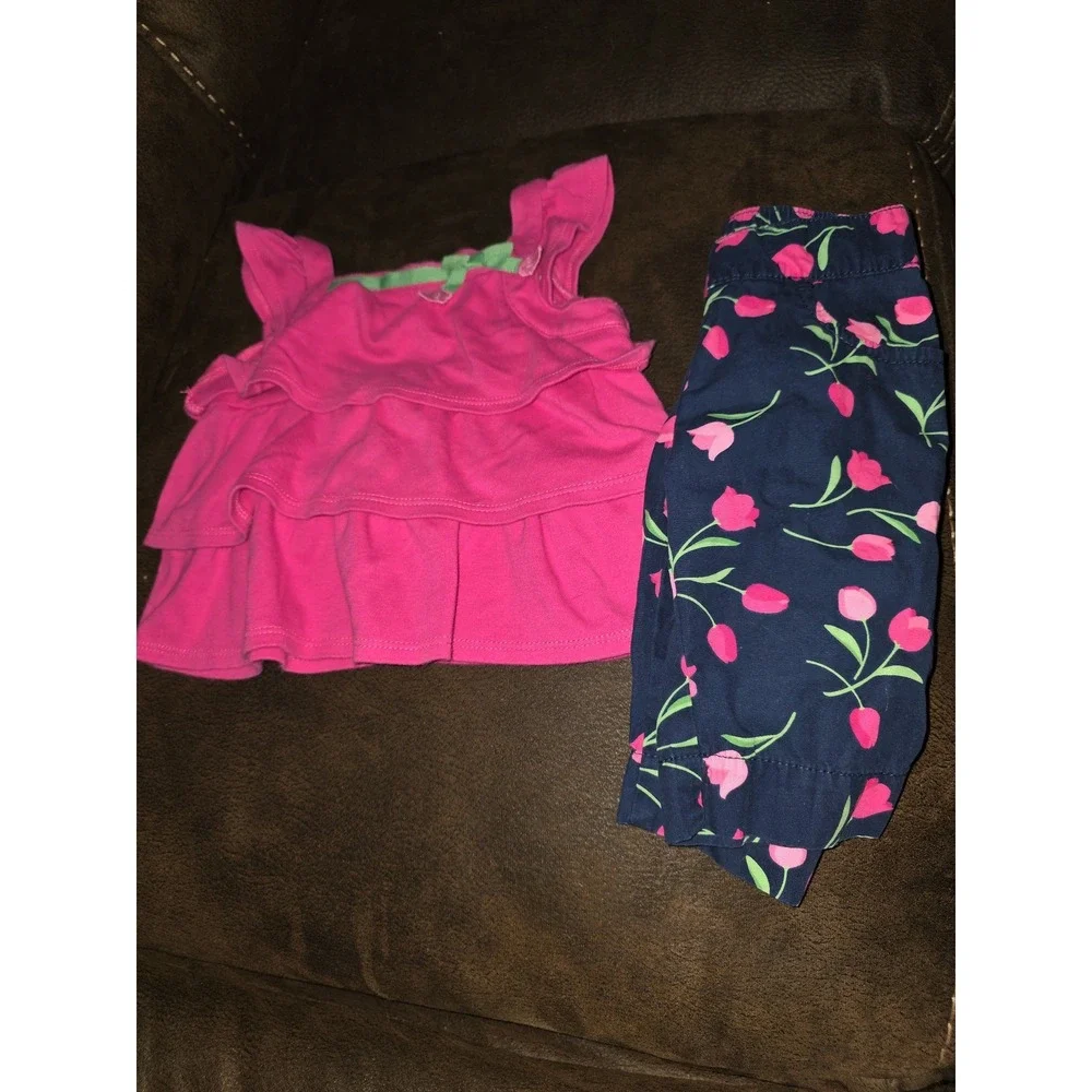 Gymboree outlet bright tulip‎ pink top and capris size 12 18 months